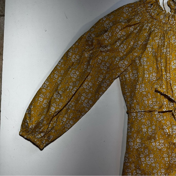 J.Crew Yellow High Neck Liberty Print Floral Ruffle Self Tie 100% Cotton Size XS - Picture 9 of 16
